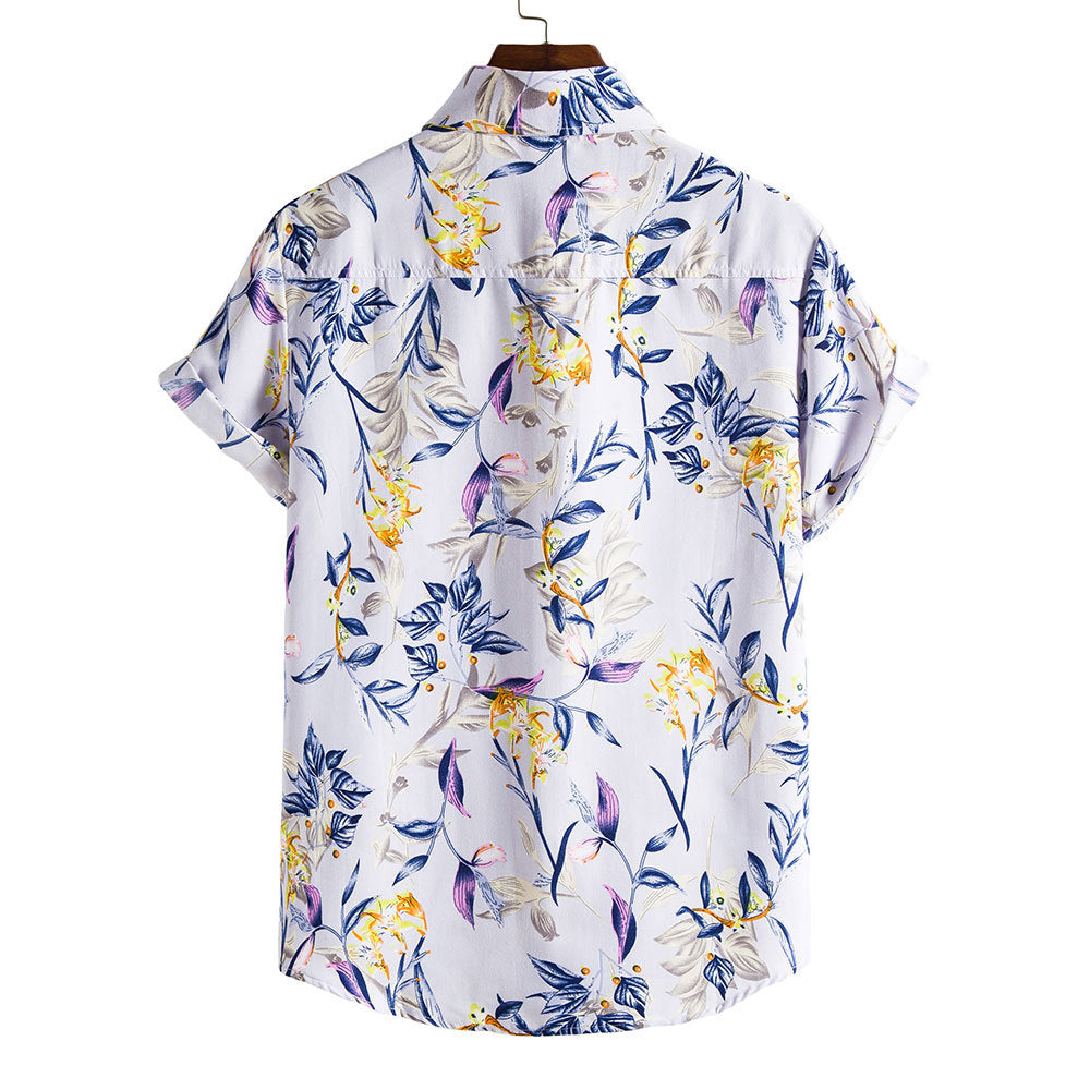 Modisches Herren Kurzarmhemd mit stilvollem Blumenmuster, Slim Fit und Reverskragen für den Sommer.