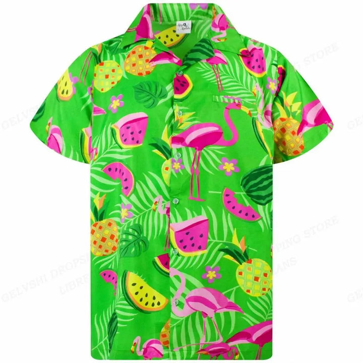Herren Tropisches 3D Flamingo Hemd für den Sommer; perfekt für Strand und Urlaub.