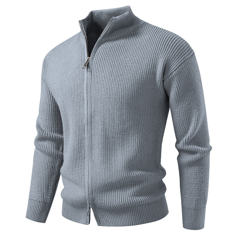 Leichte Herren Cardigan mit Reißverschluss, Slim Fit Langarm, optimal für Frühling und Übergangszeit.