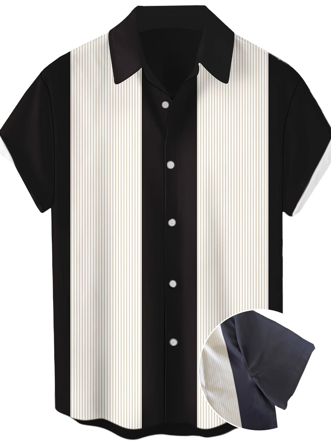 Herren Retro-Bowlinghemd für Sommer & Freizeit, gestreift, Kurzarm, im Vintage-Stil.