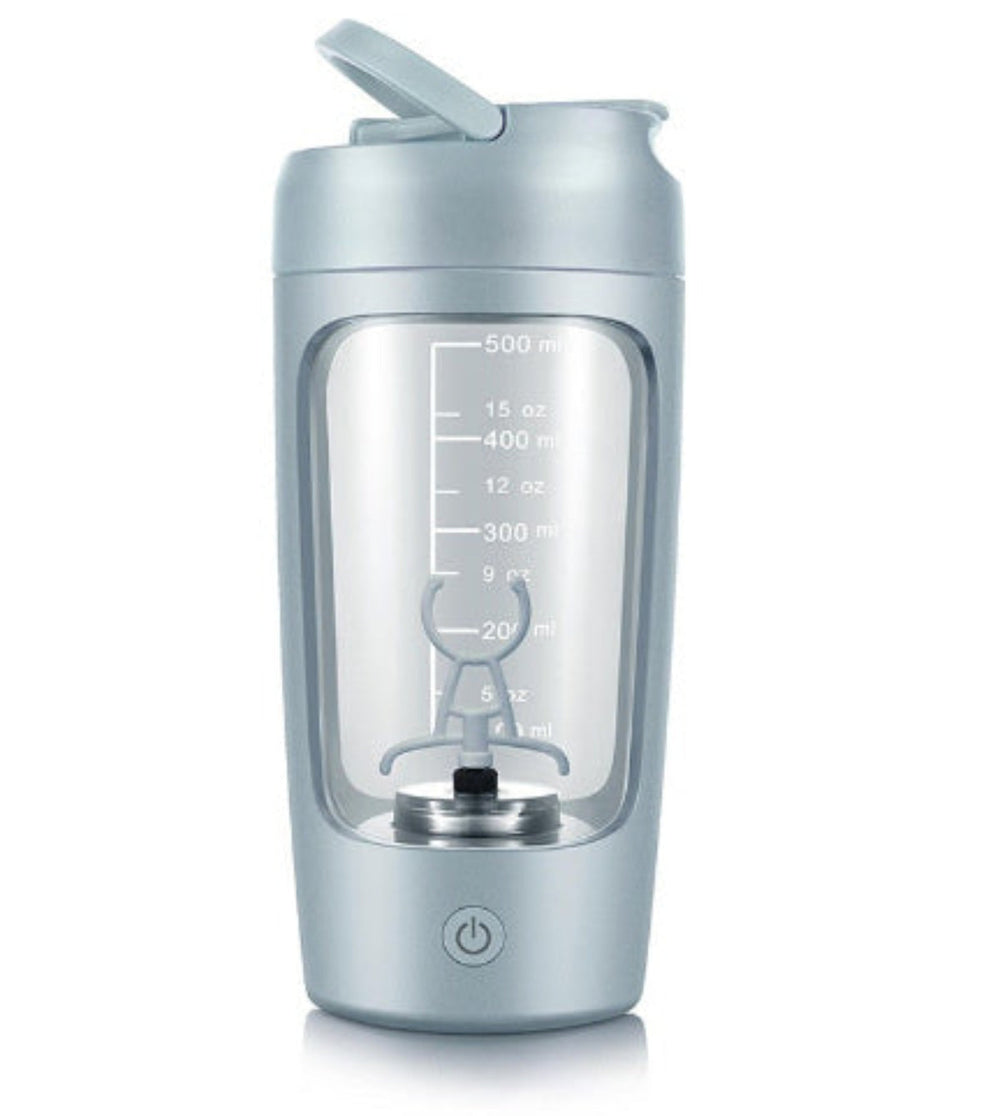 Automatischer Protein-Shaker (500ml) für klumpenfreie Fitnessgetränke. Auslaufsicher, akkubetrieben und perfekt für Sportler.