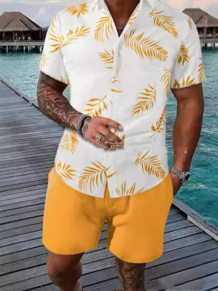 Stylischer Herren Zweiteiler für den Sommer: leichtes Kurzarmhemd & komfortable Shorts für Freizeit.