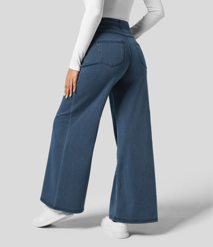 Figurbetonte Damen Slim Fit Jeans mit High-Waist Bund, stilvoll und komfortabel für jede Figur.