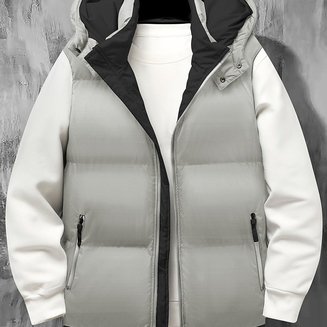 Moderne Herren Steppweste mit Kapuze, gestepptes Design, ärmellos, vielseitig tragbar.