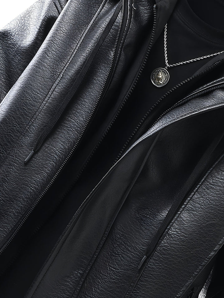 Modische Herren Bomberjacke mit Kapuze in Schwarz. Glatt und vielseitig für jede Gelegenheit, Herbst/Winter.