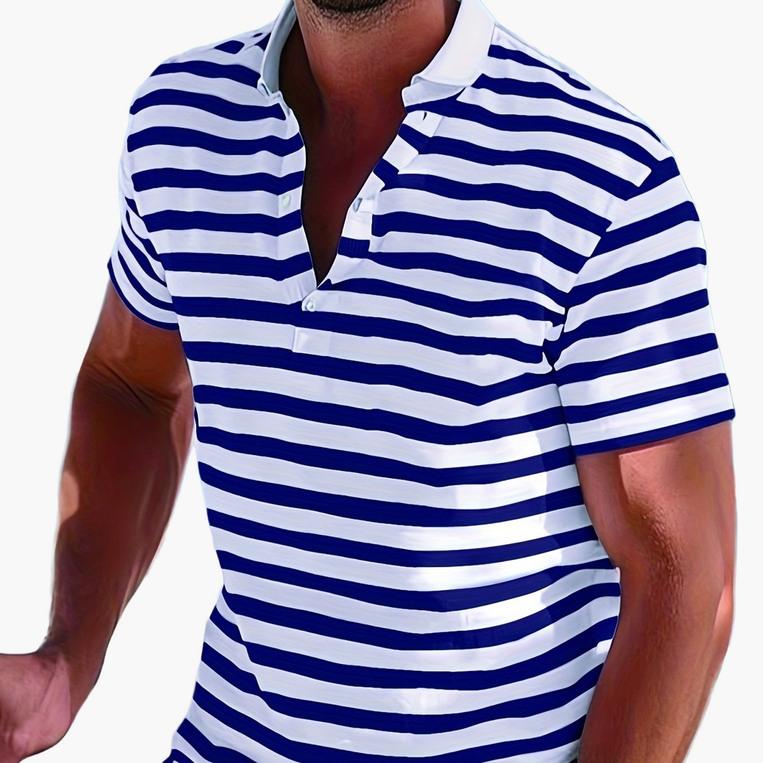 Elegantes maritimes Herren Poloshirt kurzarm, perfekt für den Strand oder lässige Anlässe.