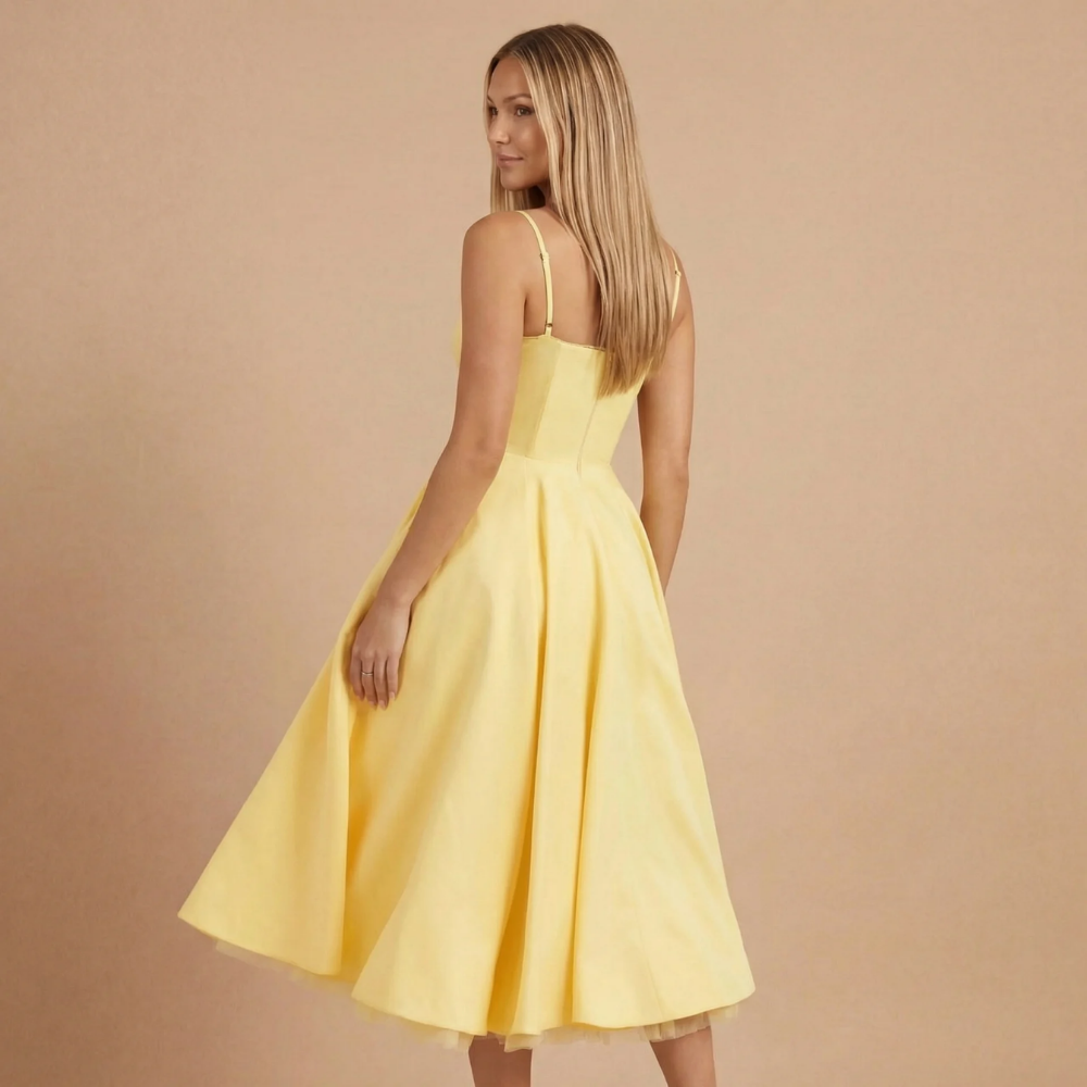 Festliches A-Linien Midikleid für Damen in Rosa. Perfekt für Hochzeiten und Party-Looks.