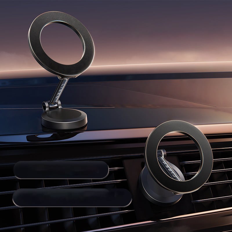 Eleganter, kompakter magnetischer Handyhalter aus Metall für alle Smartphones im Auto oder Büro.