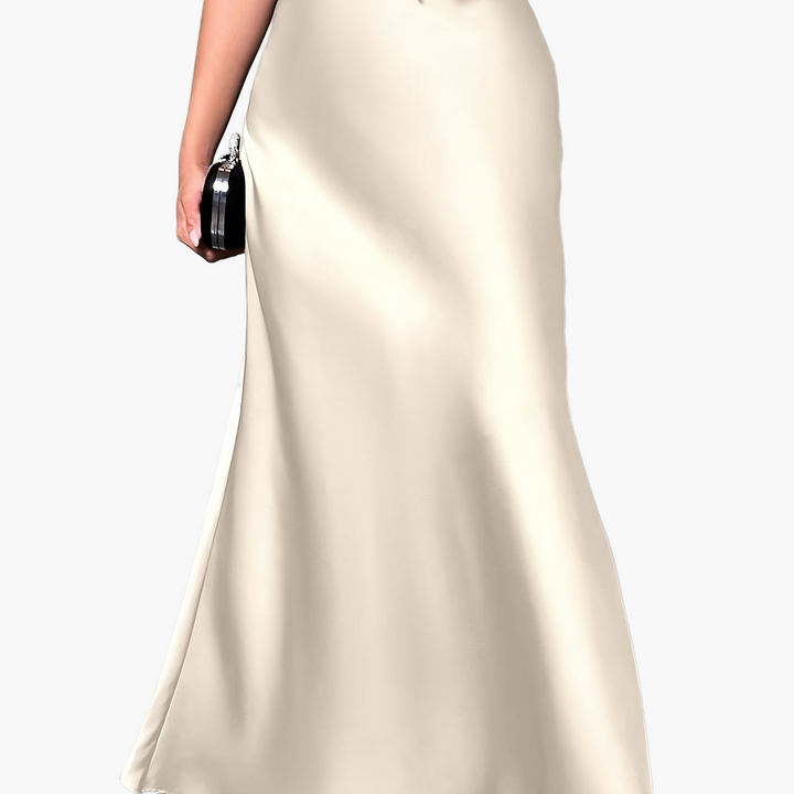 Vielseitiger Damen Maxirock im Satin-Look, ideal als Cocktailrock und Teil festlicher Abendmode.