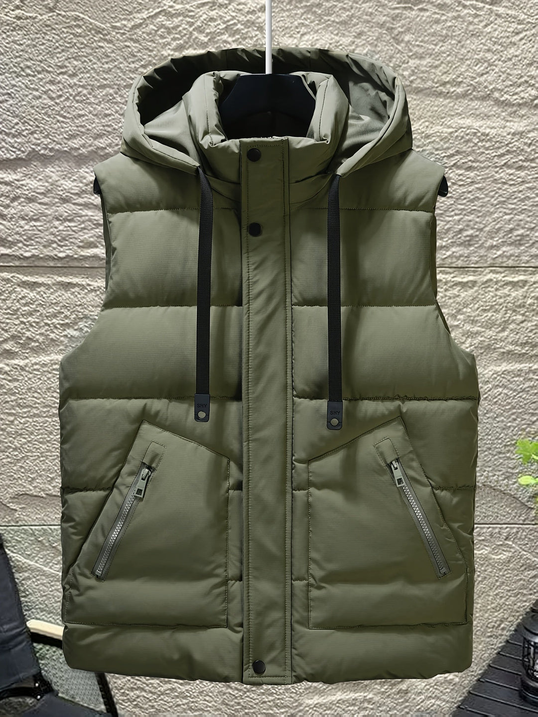 Sportliche Herren Kapuzenweste, ärmellos, warm für Herbst & Wintermode.