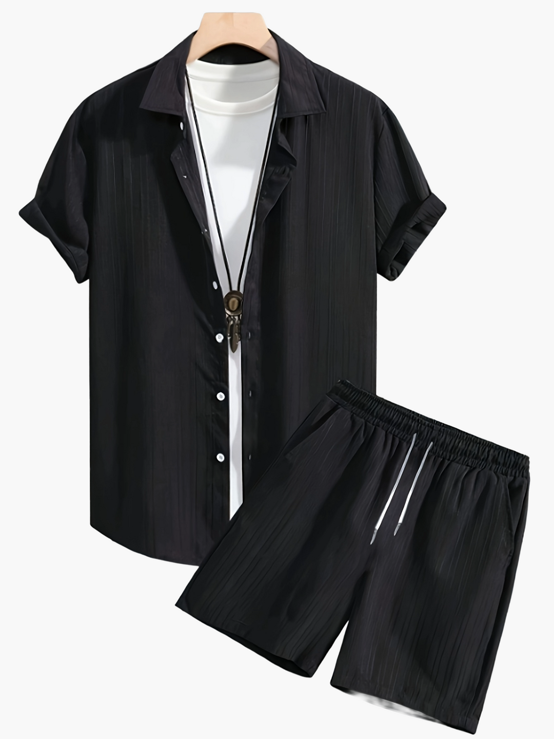 Modernes Herren Sommer Set: Kurzarmhemd & Shorts für Frühling, Freizeit & Urlaub.