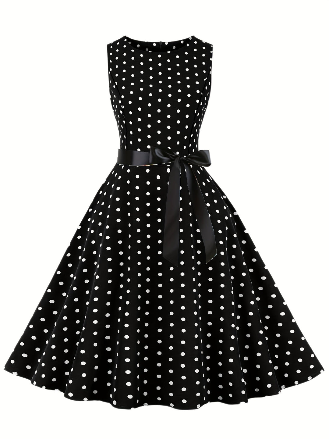 Damen Vintage Rockabilly Kleid mit elegantem Polka Dot Muster für Retro-Look.