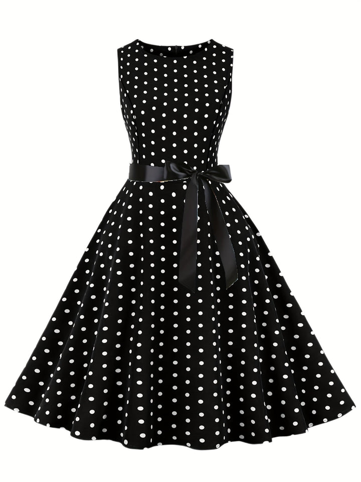 Damen Vintage Rockabilly Kleid mit elegantem Polka Dot Muster für Retro-Look.