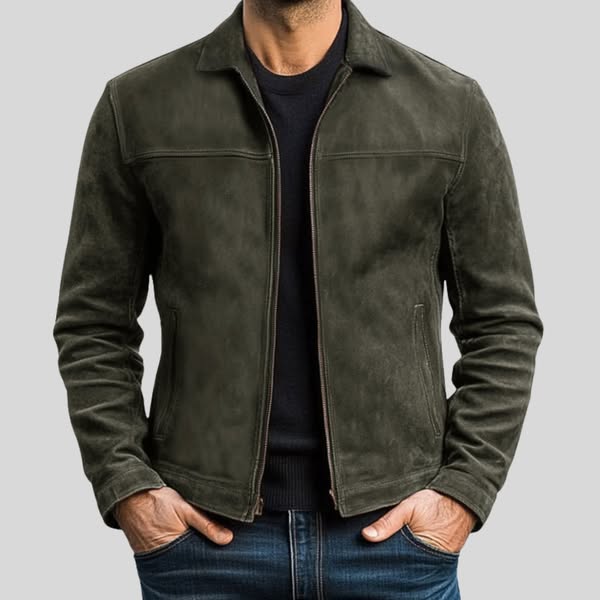 Bequeme Herren Jacke in Olivgrün, Regular Fit. Zeitlose Freizeitjacke für entspannte Tage.