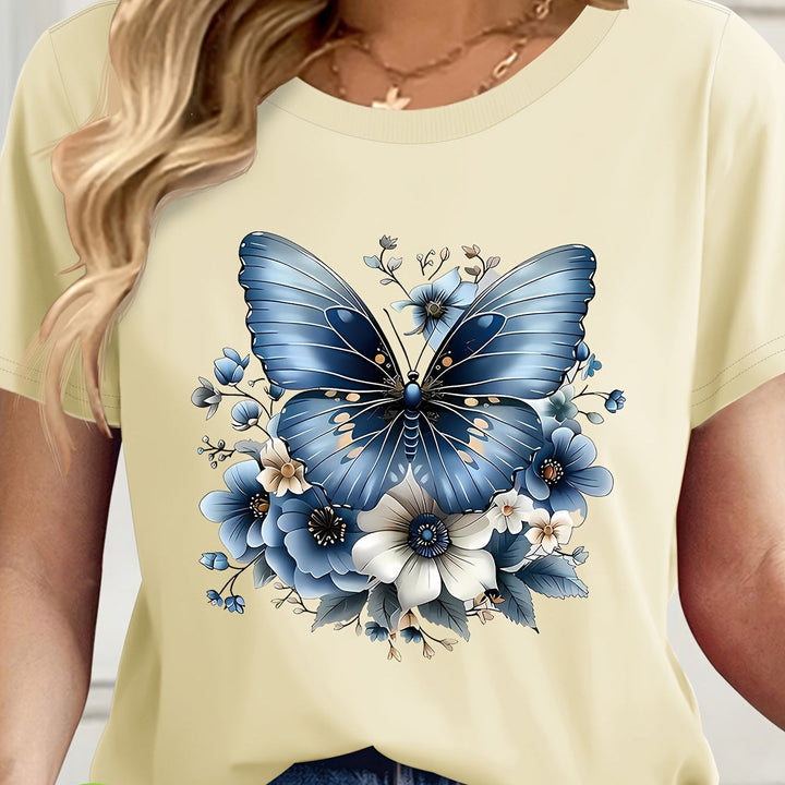 Luftiges Damen Sommer T-Shirt, kurzärmlig mit Rundhals. Bequemes Oberteil für Freizeit und warme Tage.