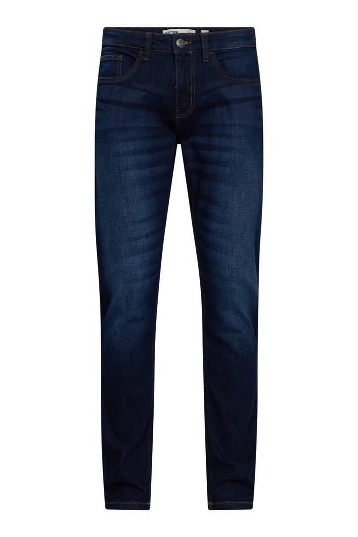 Klassisch-lässige blaue Herrenjeans, gerades Bein, aus softem Denim für hohen Komfort.