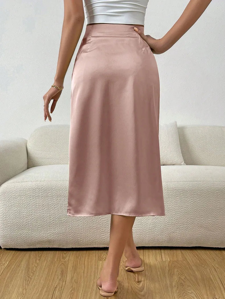 Schmeichelhafter Damen A-Linien Rock, Falten-Design, mit Frontschlitz, perfekt für jede Figur.