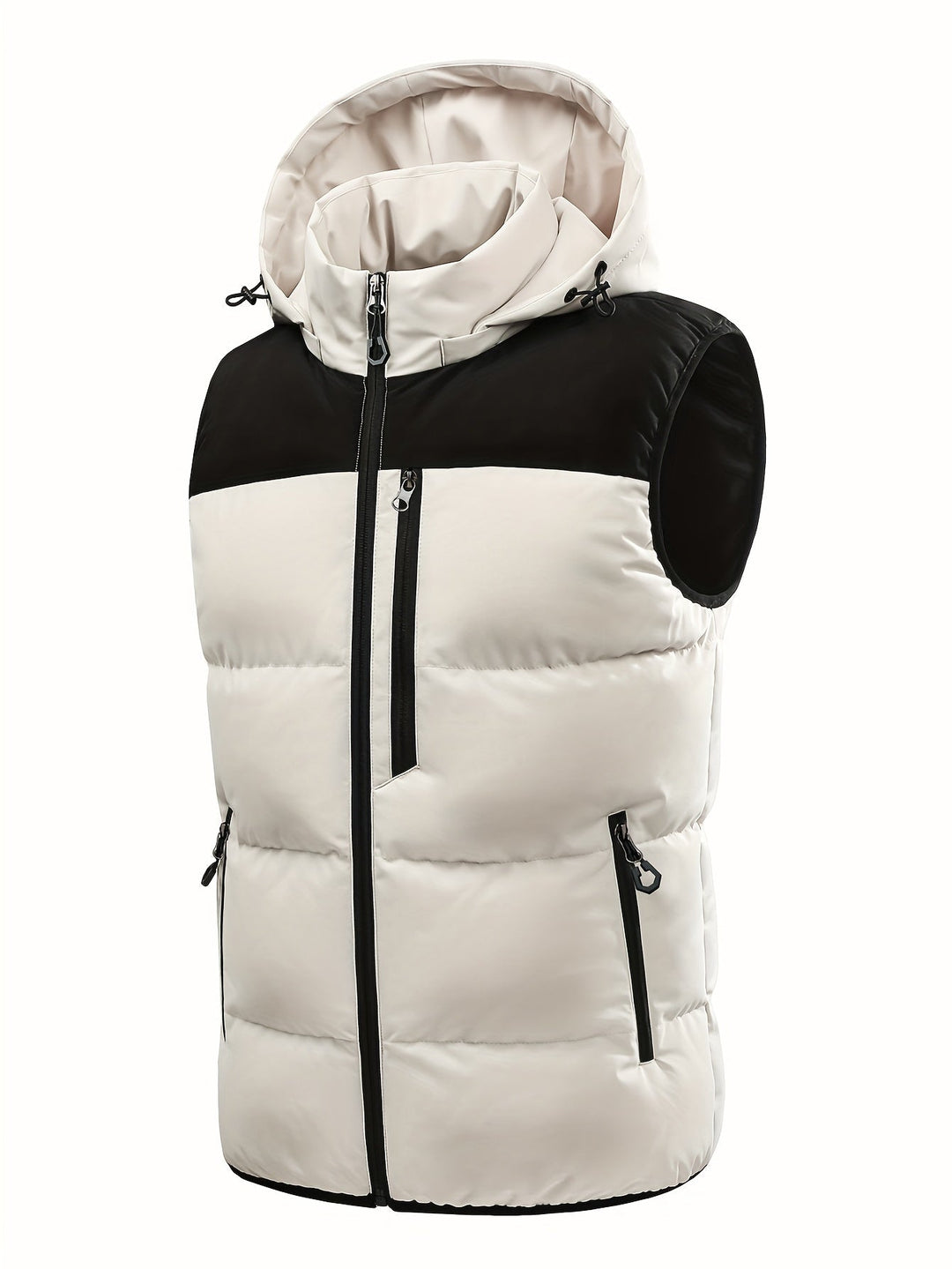 Robuste Herren Kapuzenweste, gesteppt, zweifarbig. Ideal für Outdoor-Abenteuer und den Stadtbummel.