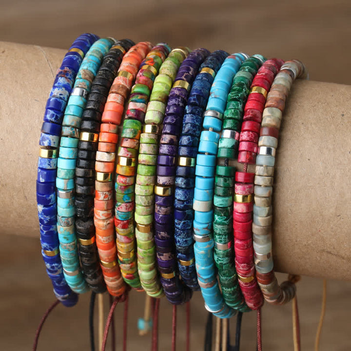 Damen Naturstein-Armband Seraphina, geflochtene Eleganz, handgemachter Schmuck mit Edelsteinen.