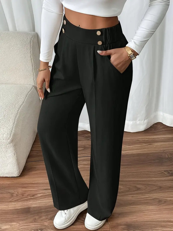 Damenfashion: Hose mit weitem Bein, Gummibund. Elegant, bequem & vielseitig tragbar für alle Anlässe.