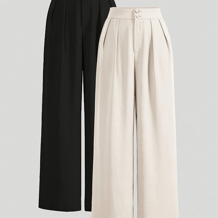 Elegante Damen Anzughose mit weitem Bein und hoher Taille. Klassische Damenhose für stilvollen Business-Look.