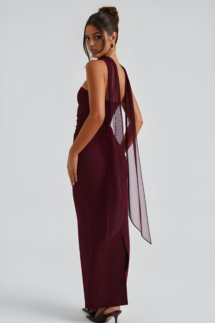 Trägerloses Damen Maxikleid, elegant und festlich, vielseitig als Abendkleid oder für Hochzeiten tragbar.