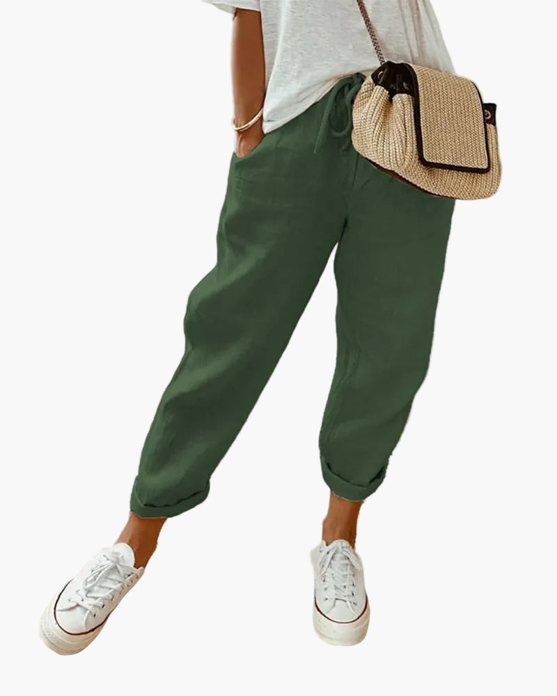 Locker sitzende Damen Weite Hose aus weichem Stoff, eine komfortable Freizeithose mit eleganter Ausstrahlung.