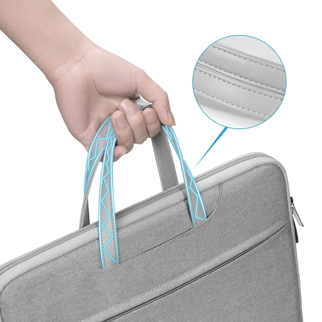 Hochwertige graue Laptop Tasche. Perfekter Schutz & clevere Organisation für Business & Freizeit, unisex.