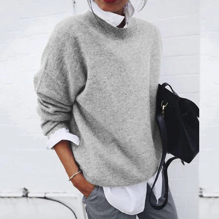Eleganter Oversize Damenpullover mit langen Ärmeln, vielseitig für Freizeit & Büro. Ideale Herbstmode.