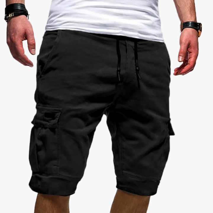 Robuste Herren Cargo-Shorts mit Kordelzug, ideal für Freizeit & Outdoor. Bequeme kurze Hose mit praktischen Taschen.