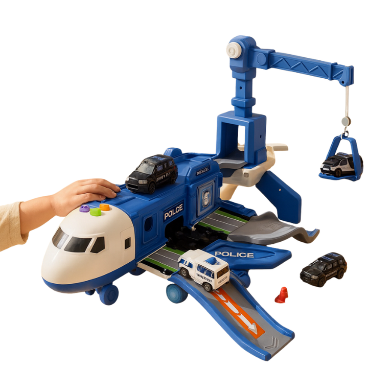 Kinder Abenteuer Flug & Fahrzeug Spielset mit robusten Flugzeugen und Autos für kreatives Rollenspiel.