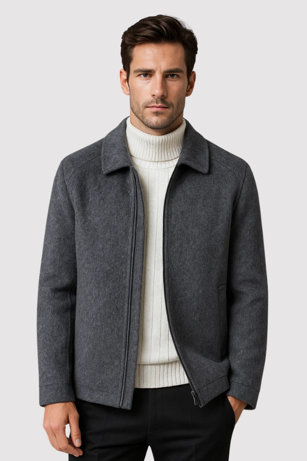 Vielseitige Herren Übergangsjacke Slim Fit mit Stehkragen, ideal für Büro, Freizeit & Frühling/Herbst.