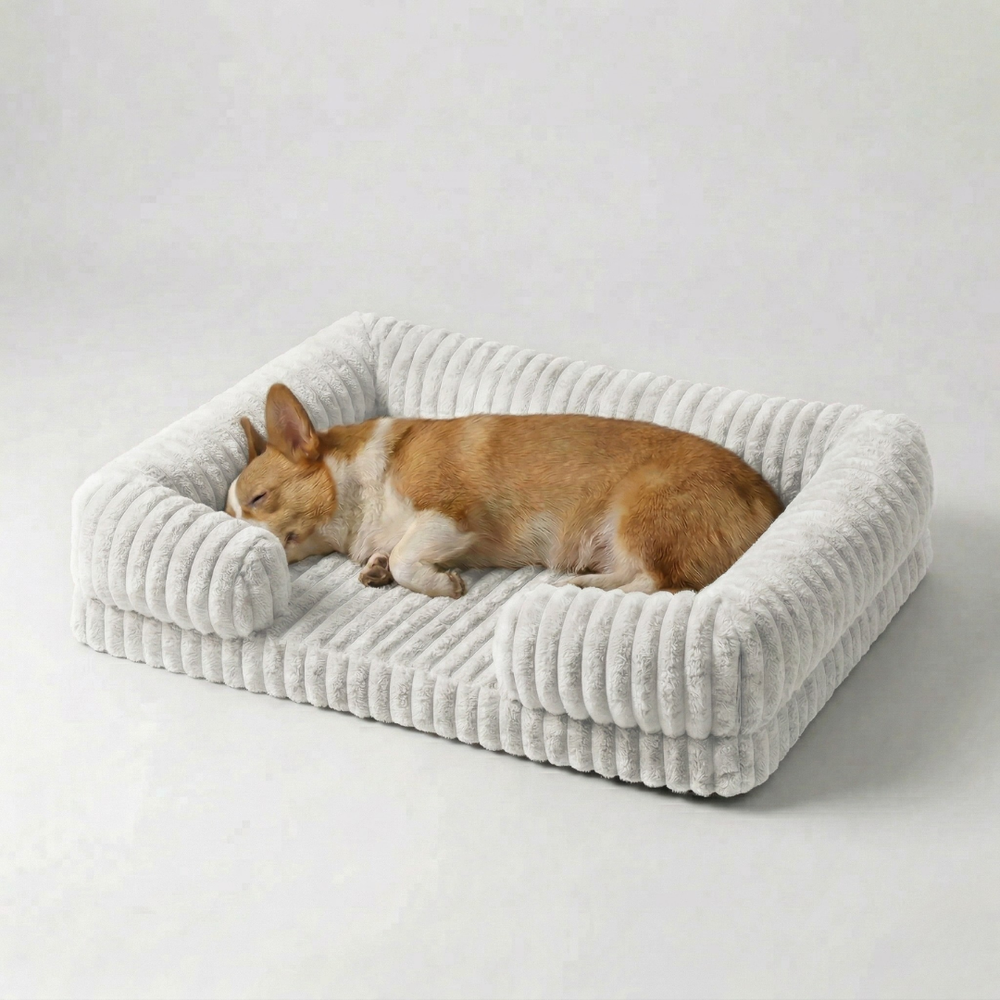 Luxuriöses Hundesofa für grosse Hunde, mit orthopädischem Memoryschaum-Liegeplatz.