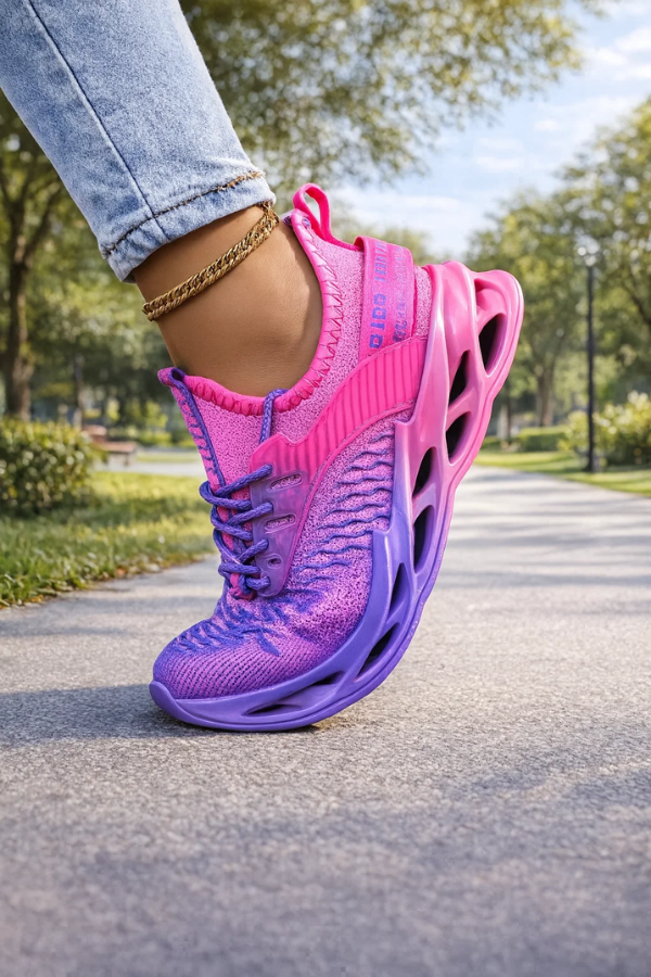 Blaue Damen Sneaker, atmungsaktiv und super bequem. Perfekt für lange Spaziergänge im Alltag.