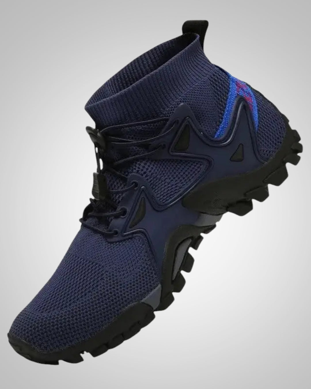 Graue unisex Outdoorschuhe mit ergonomischer Profilsohle, ideal für Wanderungen und Trekking-Touren.