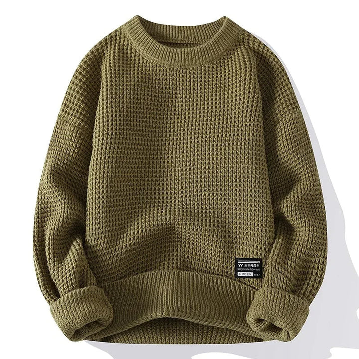 Komfortabler Herren Waffelstrick Pullover für Herbst & Winter, Basic Langarmshirt für den Alltag.