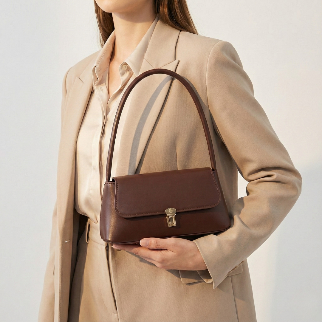 Stilvolle Damen Retro Schultertasche mit dekorativem Überschlag, elegantes PU-Leder Design.