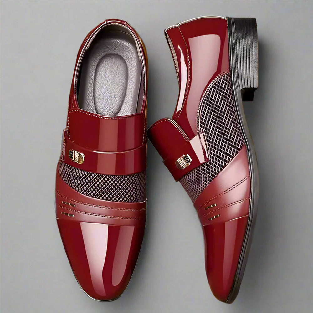 Klassische schwarze Herren Loafer, bequem, mit doppelten Schnallenriemen; elegante Slipper.