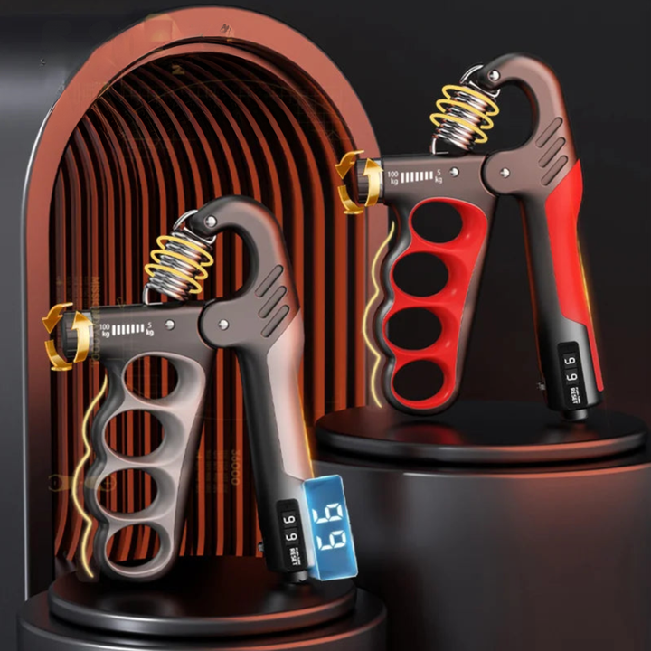 Frontansicht des verstellbaren Handtrainers, ideal für gezieltes Fingertraining & Muskelaufbau der Unterarme.