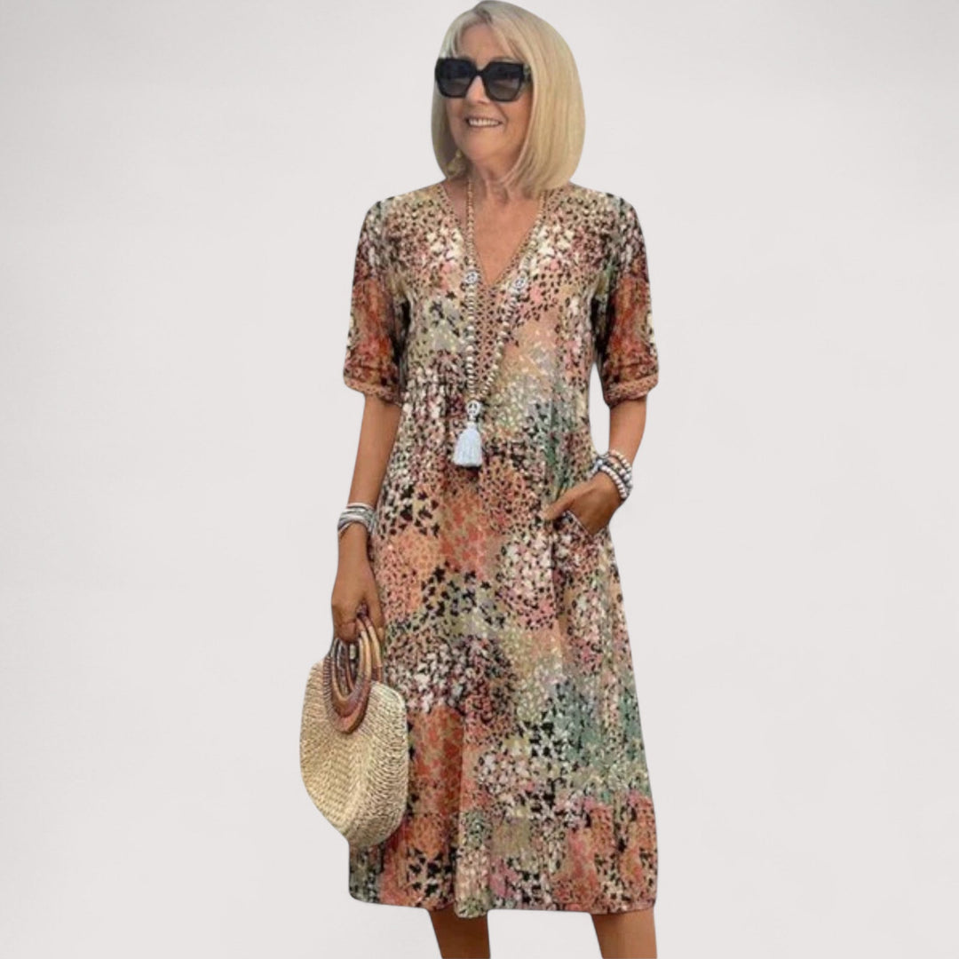 Figurfreundliches Rundhals-Kurzarmkleid für Damen, locker geschnitten, ein Must-have für den Sommer.