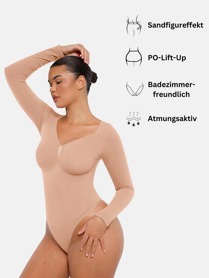 Moderner Langarm Bodysuit, figurformend, für eine attraktive und glatte Gesamtsilhouette.