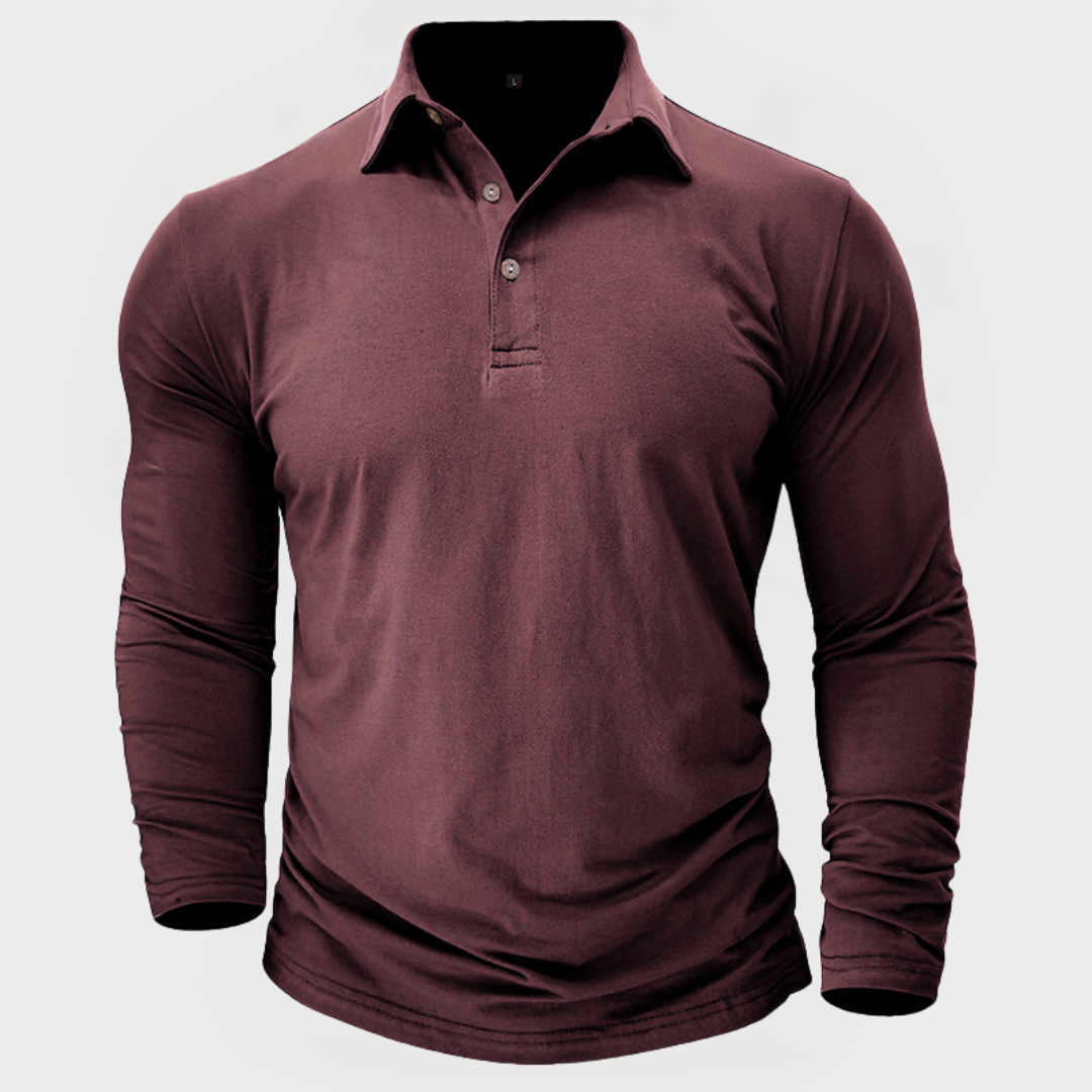 Detailansicht der Manschette eines langärmligen Herren-Poloshirts. Elegant, bequem und vielseitig kombinierbar.