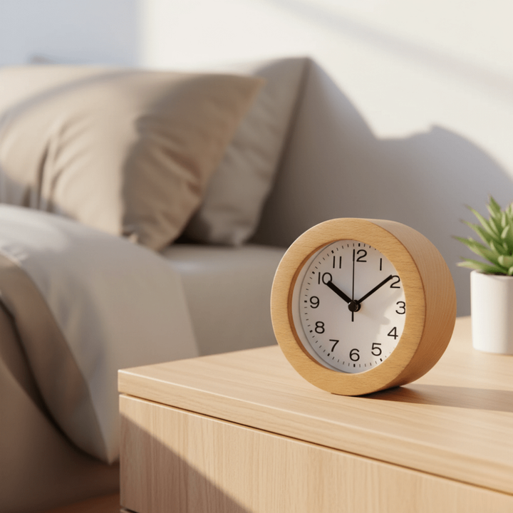 Moderner, runder TimeLume LED Wecker, ideal als Nachttisch- oder Schreibtischuhr; stylische Wohnkultur mit Digitalanzeige.