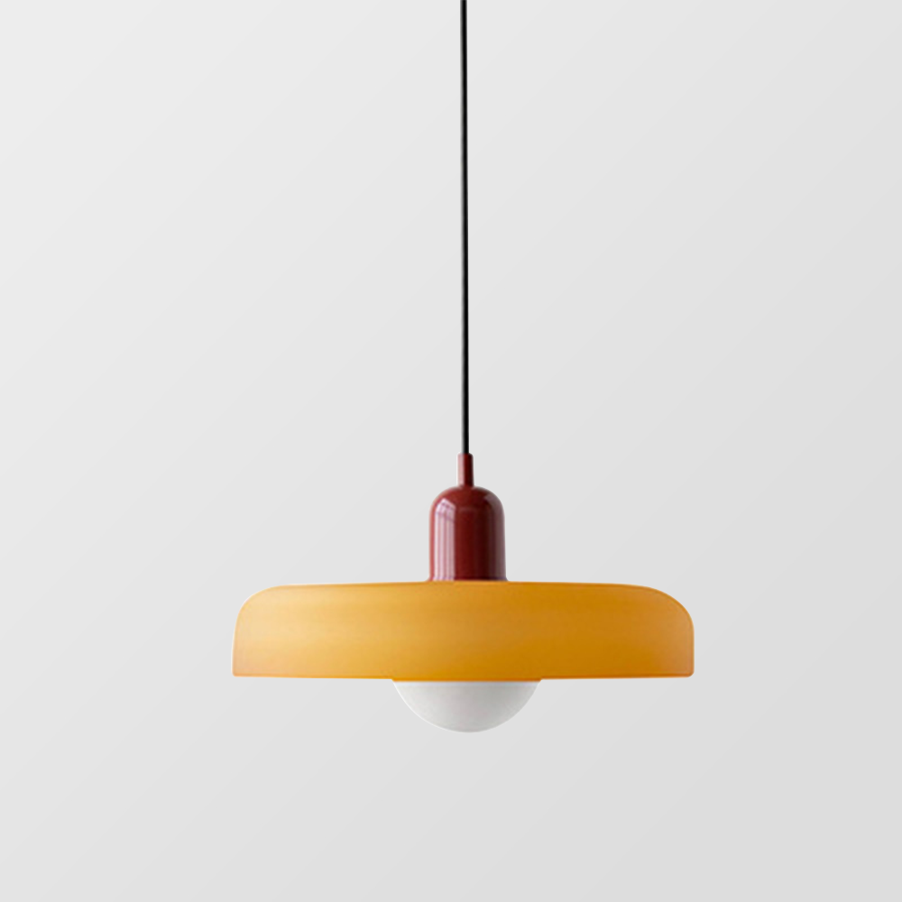 Farbiges Glas-Design: Pendelleuchte im Bauhausstil, bringt Farbe in Ihr Zuhause.