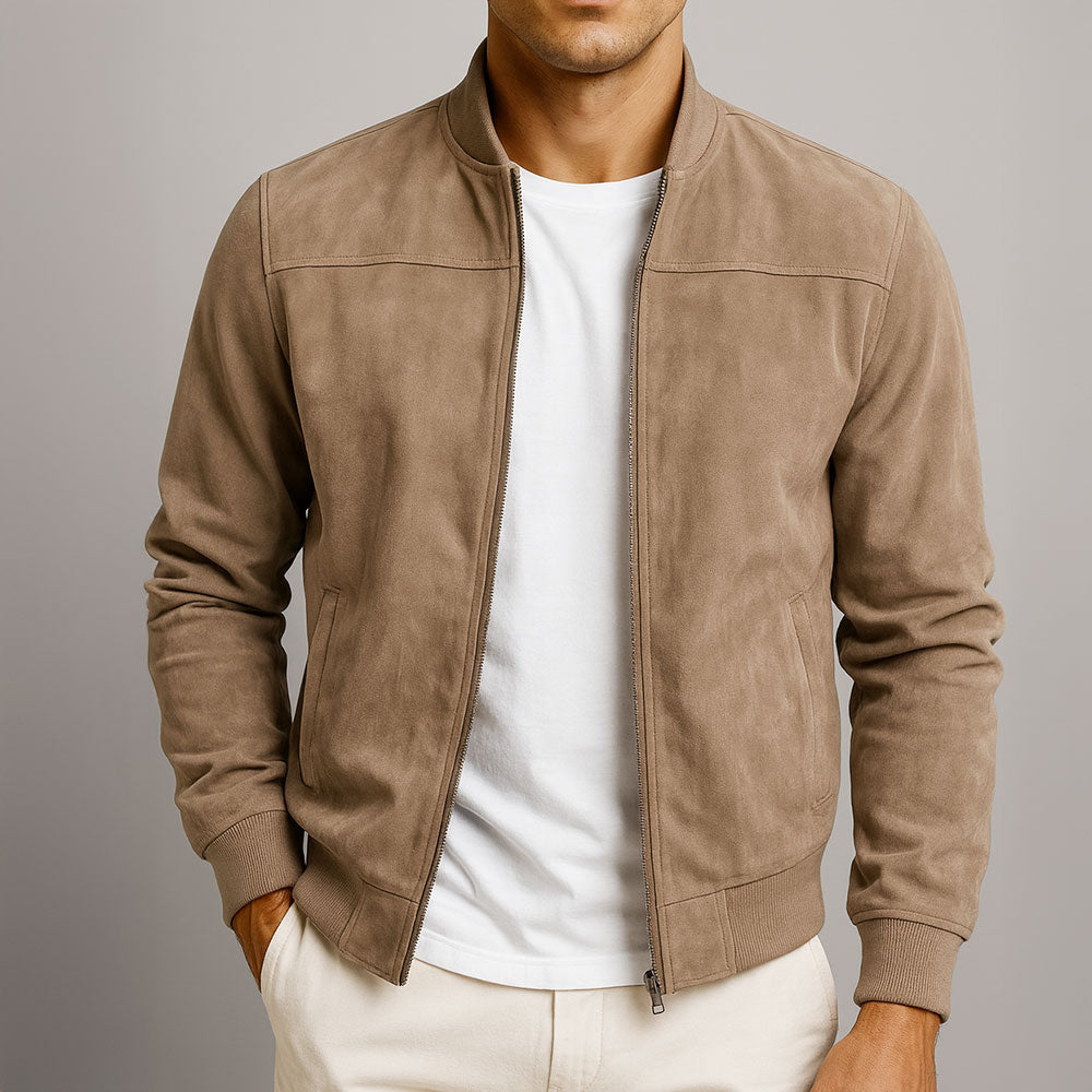 Herren Bomberjacke Regular Fit, elegant und weich, ideal als Übergangs- oder Freizeitjacke für stilvolle Männermode.