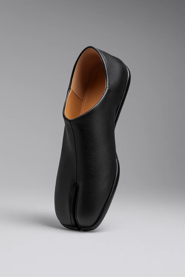 Eleganter Herren Tabi Slipper, Seitenansicht, zeigt schlankes Design & Komfort für Frühling, Sommer, Herbst.