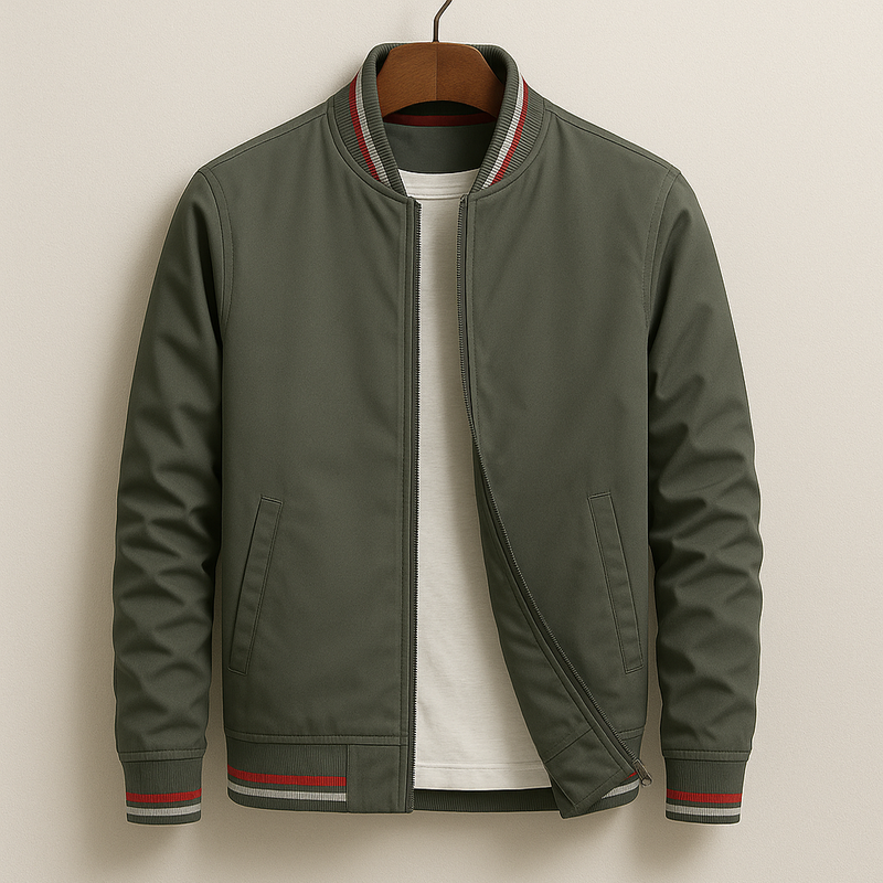 Leichte gestreifte Herren Bomberjacke, ideale Übergangsjacke für den Frühling.