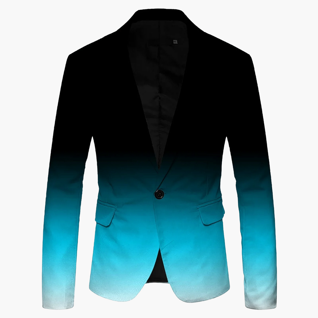 Detailaufnahme des hochwertigen Stoffes vom Herren Slim Fit Sakko, dunkelblau, ideal für Business.