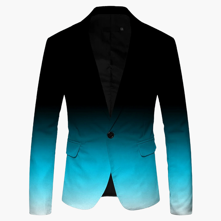 Detailaufnahme des hochwertigen Stoffes vom Herren Slim Fit Sakko, dunkelblau, ideal für Business.