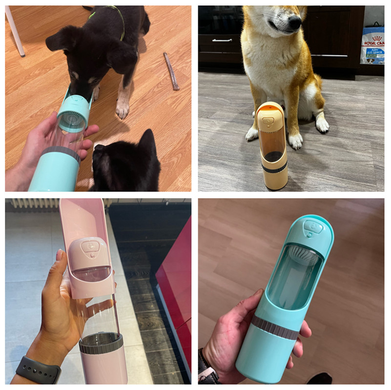 BPA-freie Hundeflasche für Wasser und Futter. Sichere und auslaufsichere Hundeutensilien für lange Outdoor-Ausflüge.